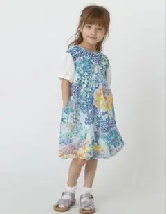ハッカキッズ　インザフォレストプリント 半袖ワンピース　100