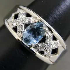 Pt900 アクアマリンリング A0.69ct D0.20ct