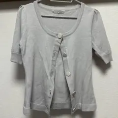 イマージュ　グレー 半袖カーディガン ニット　M