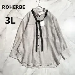 M17540 未使用　ロエルベ　ボウタイ付きスタンドネックシアーシャツ　3L