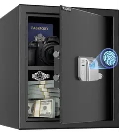 WASJOYE 指紋認証式 金庫 電子金庫 保管庫 A4ファイル対応