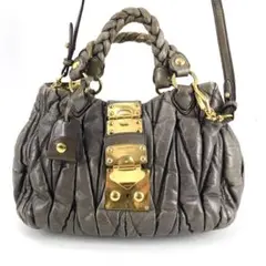 miu miuミュウミュウハンドショルダーバッグ2wayグレーEN563