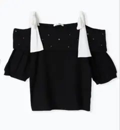 ビジュー付きショルダーリボンオフショルトップス リジェイ Re-J&SUPURE