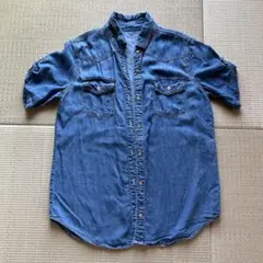 【美品】長めデニム風シャツ　Lサイズ