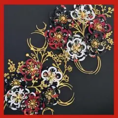 ペーパークラフト☻ 豪華‼︎紅白黒2サイズ和風お花ゴールドパール(友禅和紙)セット