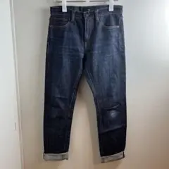 UNIQLO ユニクロ セルビッジ ストレートジーンズ ネイビー 26