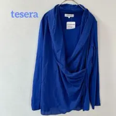 【新品•タグ付き】　tesera ブルー　カシュクール　トップス　 Lサイズ