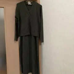 マタニティ ワンピース カーディガン カーキ L お値引きしました