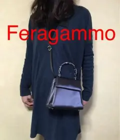 ■極美品■ フェラガモ ガンチーニ エナメルレザー 2way ショルダーバッグ