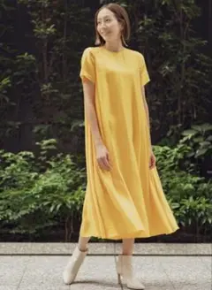 美品 BANANA REPUBLIC 半袖 ロングワンピース L イエロー
