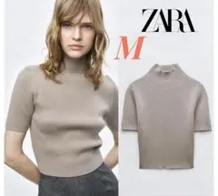 新品未使用 ZARA ハイネック ショート リブ トップス M 完売品 1点限り