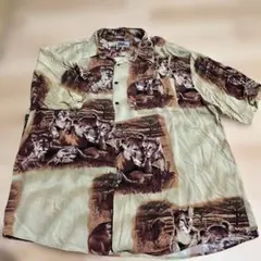 拳皇 ライオンプリント 半袖シャツ XL