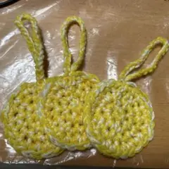 【即購入可】アクリルたわし3枚セット　黄×白