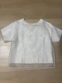 bebeod 半袖トップス オーガンジー　Tシャツ　ホワイト フリーサイズ