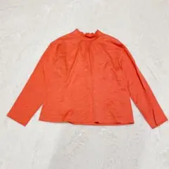 プレミアムオーダー　長袖ブラウス　オレンジ　もみじ【F】派手　個性的　ハイネック