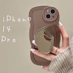 大好評❣️ iPhone 14 Pro ケース ウェーブ ミラー スマホグリップ
