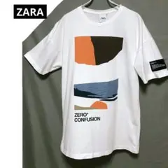 ザラ　ZARA デザインTシャツ　半袖　オシャレ　ユニセックス　綿　ワッペン