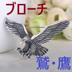 [ホーク鷹イーグル鷲ファルコン鳥ブローチ銀色]野鳥ピンバッジ隼コンドル動物バード