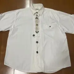 [古着]LANDHAUS 刺繍入りホワイト半袖シャツ