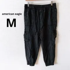 american eagleブラックカーゴパンツ ゴムウエスト　M