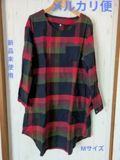 チェック柄 長袖チュニック