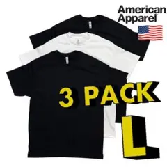 アメリカンアパレル　Tシャツ 白x1 黒x2　3枚セット　Lサイズ　アメアパ