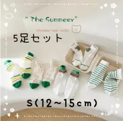 5足セット 12~15cm 夏 メッシュ グリーン 男女兼用 Sサイズ くま
