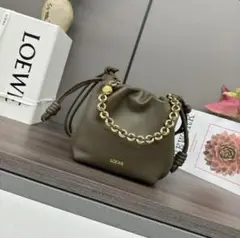 LOEWE ブラウン 巾着型ショルダーバッグ
