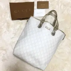 GUCCI グッチ ホワイト GG PVC トートバッグ ハンドバッグ