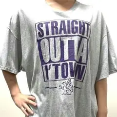 PORTandCOMPANYダメージTシャツ OUTTA グレー 2XL 古着