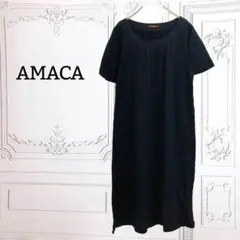 アマカ/三陽商会『AMACA』ワンピース【M】ブラック/黒 フォーマル 半袖