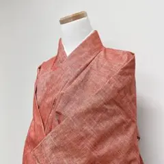 小紋　縦縞模様　暗めの淡いオレンジ　着物　111t