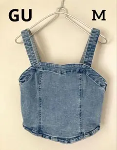 【美品】GU デニムビスチェ　ベスト　ライトブルー　M