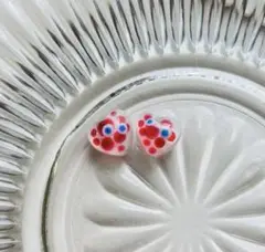 万博カラー水玉ハートピアス