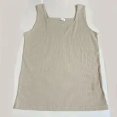 ベージュ リブタンクトップ L