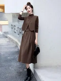 春のお出かけに♪ロングセットアップ シンプルデザイン
