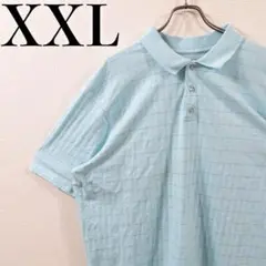 【美品】SADDLEBRED 半袖ポロシャツ XXL 輸入古着 ライトブルー 柄