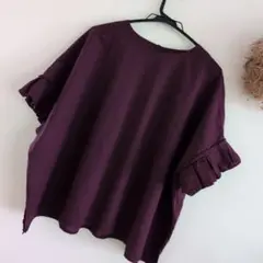 フリル袖 パープル シャツ