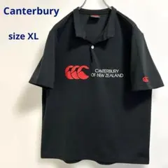 Canterbury 黒 ポロシャツ ラガーシャツドライ加工ポリエステル100%