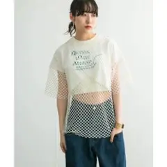 *超美品*KBF カットオブメッシュTEE IVORY ケービーエフ