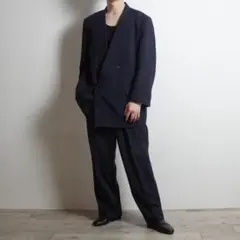 vintage ダブルセットアップスーツ 背抜き ネイビー/FW359