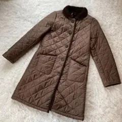 【美品】LAVENHAM キルティング ボアジャケット イギリス製 ブラウン