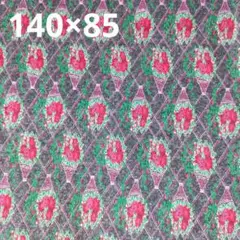 グレー　赤　ブーケ　生地　毛85%　ナイロン15% 140×85cm