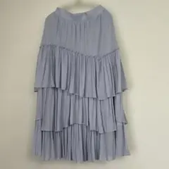 ライトブルー ティアードロングスカート新品未使用