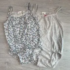 80cmベビー肌着 花柄とグレー 2点セット