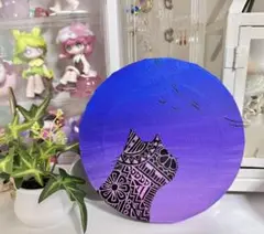 猫のシルエット円形キャンバスアート