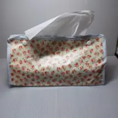 花柄ティッシュケース　吊り下げループ付き　バラがら