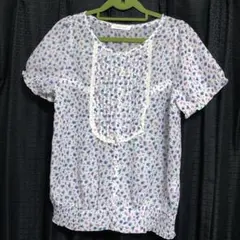 新品！ LOWRYS FARM 花柄 半袖 前あきブラウス Ｌサイズ