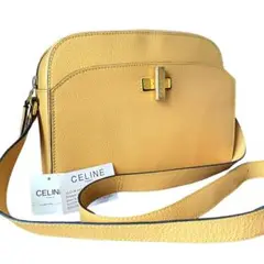 CELINE セリーヌ オールレザー ターンロック ショルダーバッグ イエロー