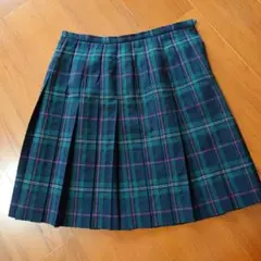 EAST BOY グリーン系チェック柄プリーツスカート サイズ11